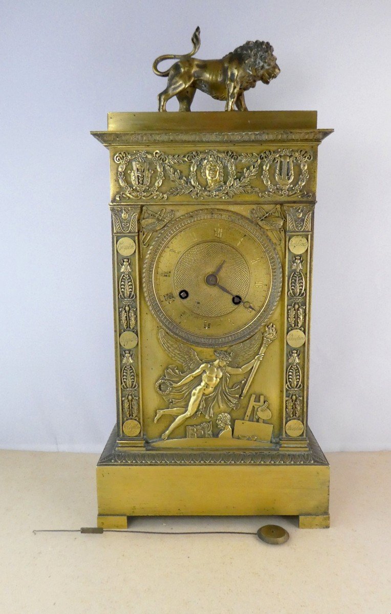 Large Gilt Bronze French Pendule, 1st Empire,  The Ancient Arts-photo-2