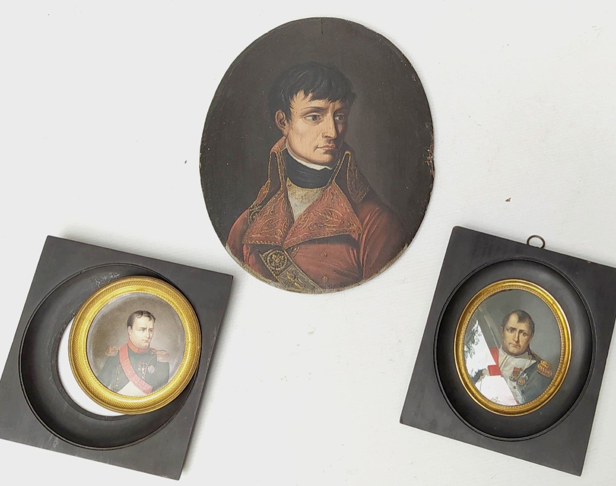 Bonaparte 1er Consul, Vers 1803, Beau Portrait, Huile Sur Bois Ovale  Début 19e Siècle-photo-2