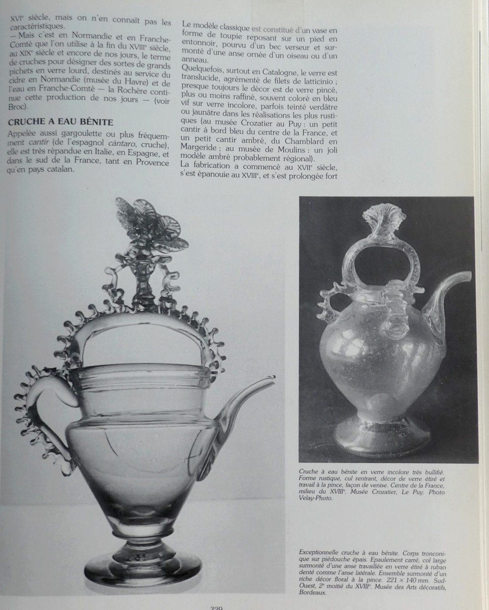 Musée : Cruche à Eau Bénite En Verre Filé, 18e Siècle, Assez Bon état.-photo-6