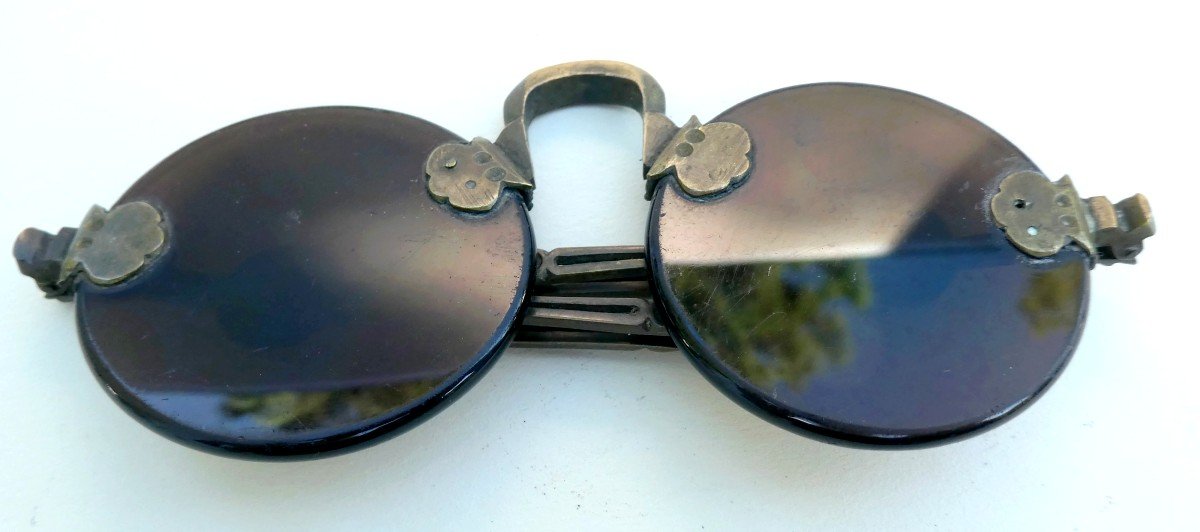 Folding Smoked Specs, Openwork  Brass, China, 19th Century,-photo-3