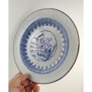 Chinese Blue, Embossed Wing,  18th Century Plate