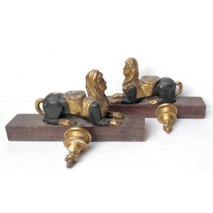 Goldleaf Wood Sphinxes, Empire Furniture Feet, Early 19th