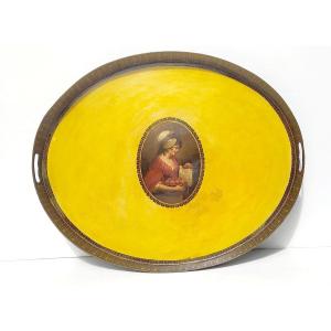 Large Regency Lemon Yellow Painted Tole Tray! Circa1820, Beautiful Quality