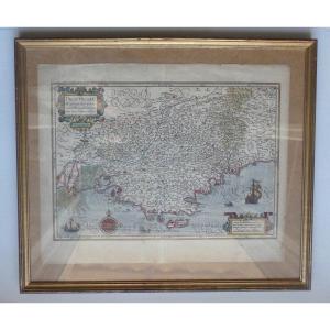 Map Of Provence, Period Colors, 1606/13, Under Glass, Good Condition