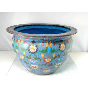 Winter Garden Pot ,  Enamels, Cloisonné China, 19th Century, Excellent Condition