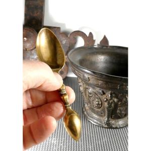 Dosage Spoon, Pharmacy, Brass Medecines, 19th Century