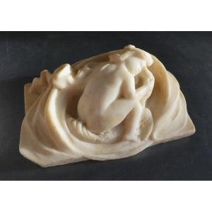 Erotic And Pretty, 19th Century Neo-classical Carrara Marble, Léda