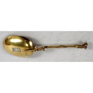 Prestigious Princely Spoon, By Goldsmith Foehr, Vermeil, Armored, Circa 1840