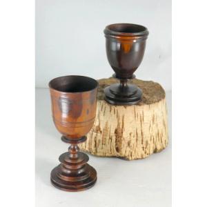 Precious Turned Lignum Vitae Egg Cups Treen, 18th Century