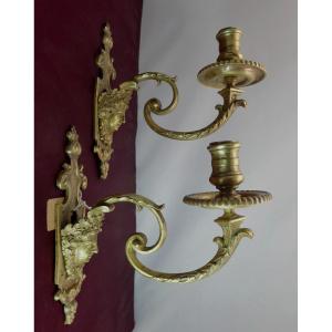 Appliques De Trumeau De Style Louis XIV, Aux Profils Du Roi, époque Restauration