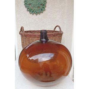 Large Demijohn Blown Red Amber Glass, Alsace, 19th Century 50cm Diam.