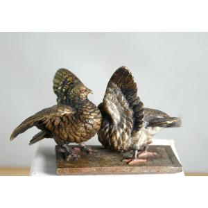 Minuscula : Bronze De Vienne, 19e Siècle : Pigeons Amoureux