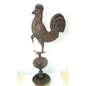 Part Of A Sign With Perched Rooster, Double-sided Wrought Iron, 18th Century