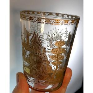 Spain: Rich Gilded Glass Goblet, Royal Manufacture Of La Granja, Late 18th Century