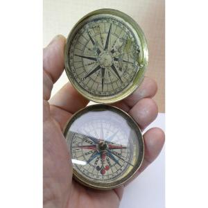 Marine Compass In Brass Box, Paper Interior, By John Robbins London, 17th Century