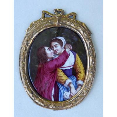 Naughty Enamels Miniature Germany 18thc: Lovers Passion