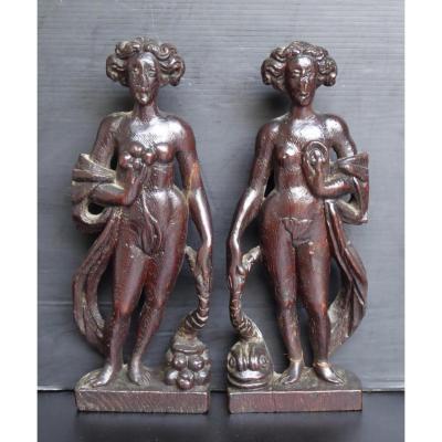 Haute Epoque: The Earth, The Sea, Two Female Carved Wood