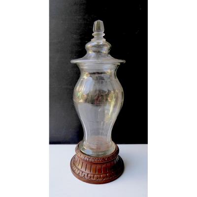 Top Apothecary Covered Jar, Cut Glass Nineteenth,