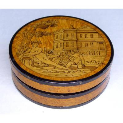 Micro-marquetry Lorraine, Round Snuff Bottle Two Faces, XVIIIth Century