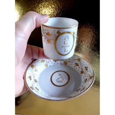 Tasse Louis XVI Au Rébus Amoureux, Locré, Signé