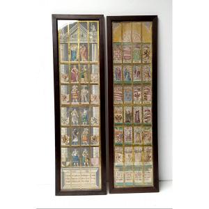 Diptyque De 56 Gouaches Historico-héraldiques,  Cabinet d'Amateur Du 19e Siècle 