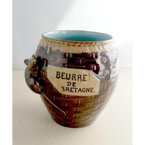 Pot For Appreciated Breton Butter, Sarreguemines Majolica, 19th