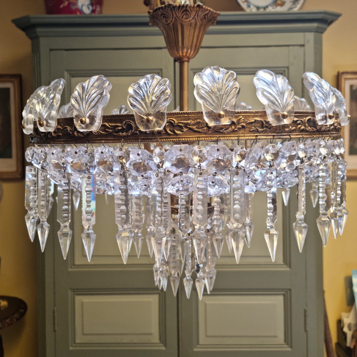 Ceiling Chandelier In Bronze And Crystal-photo-2