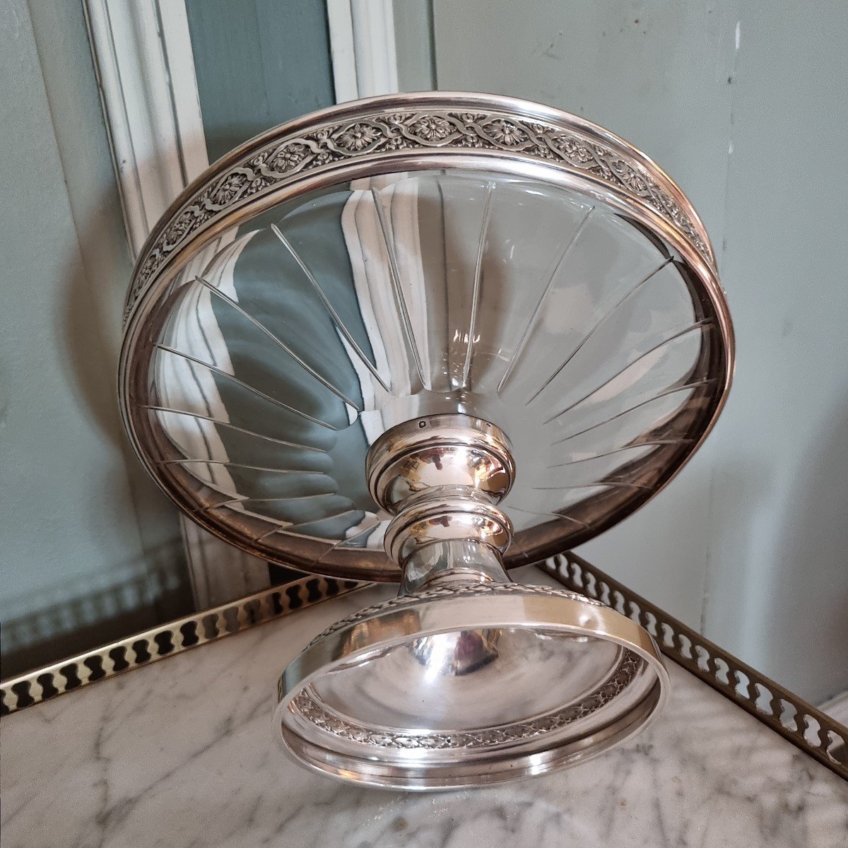 Fruit Bowl Or Cup In Cut Crystal Mounted Sterling Silver Late Nineteenth-photo-1