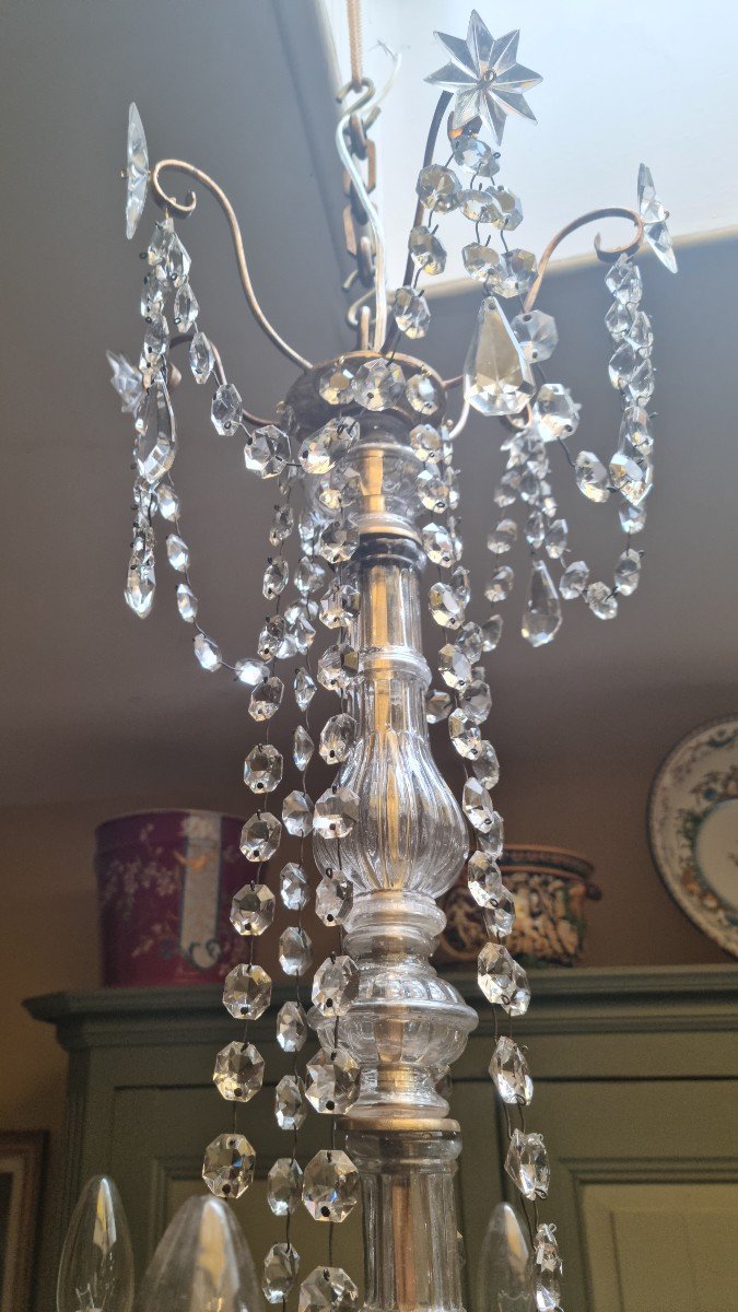 19th Century Bronze And Crystal Chandelier-photo-3