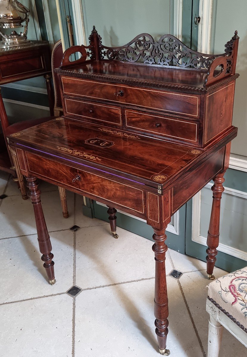 Small Tiered Desk Convertible Into A Game Table, Mid-19th Century-photo-2