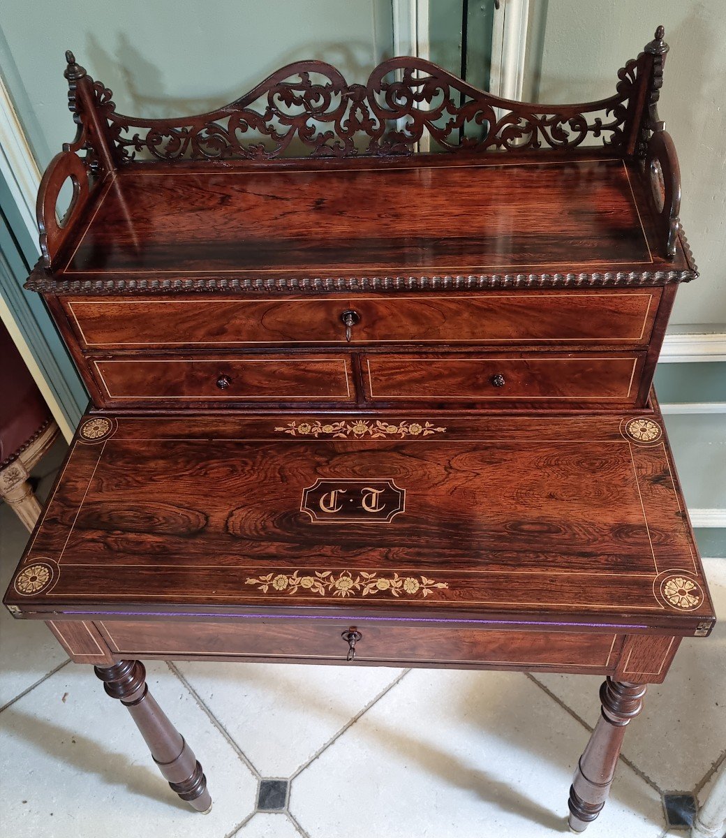 Small Tiered Desk Convertible Into A Game Table, Mid-19th Century-photo-5