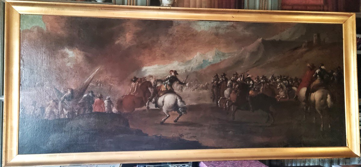 Large Painting Battle Scene French School XVIIth-photo-2