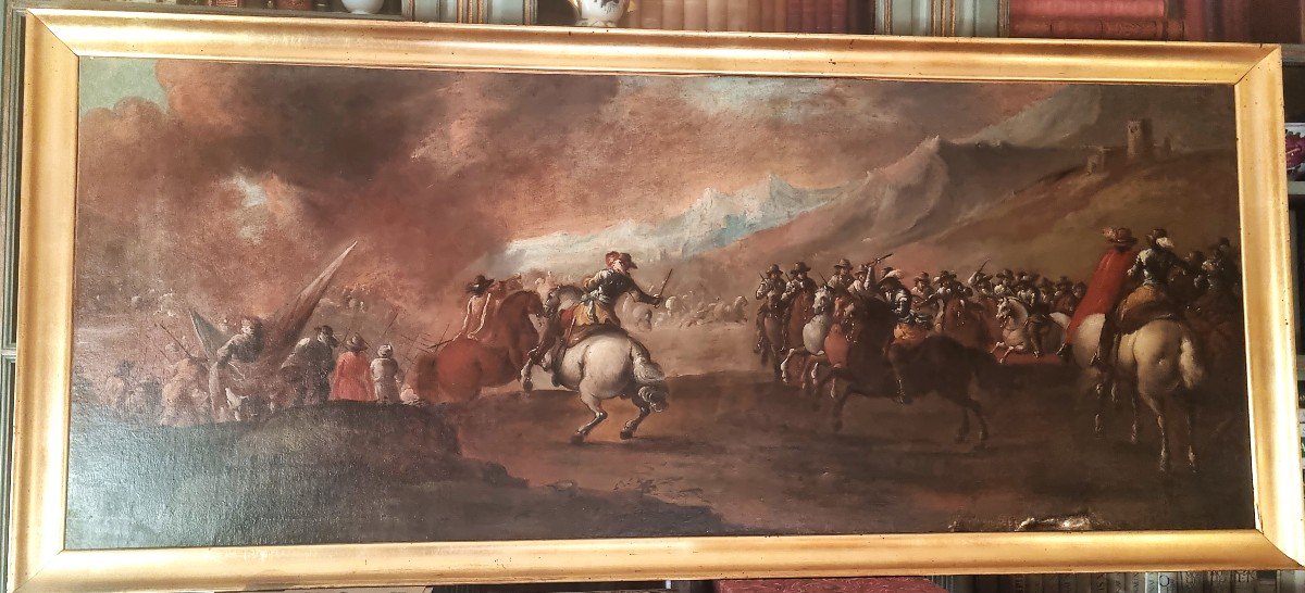 Large Painting Battle Scene French School XVIIth