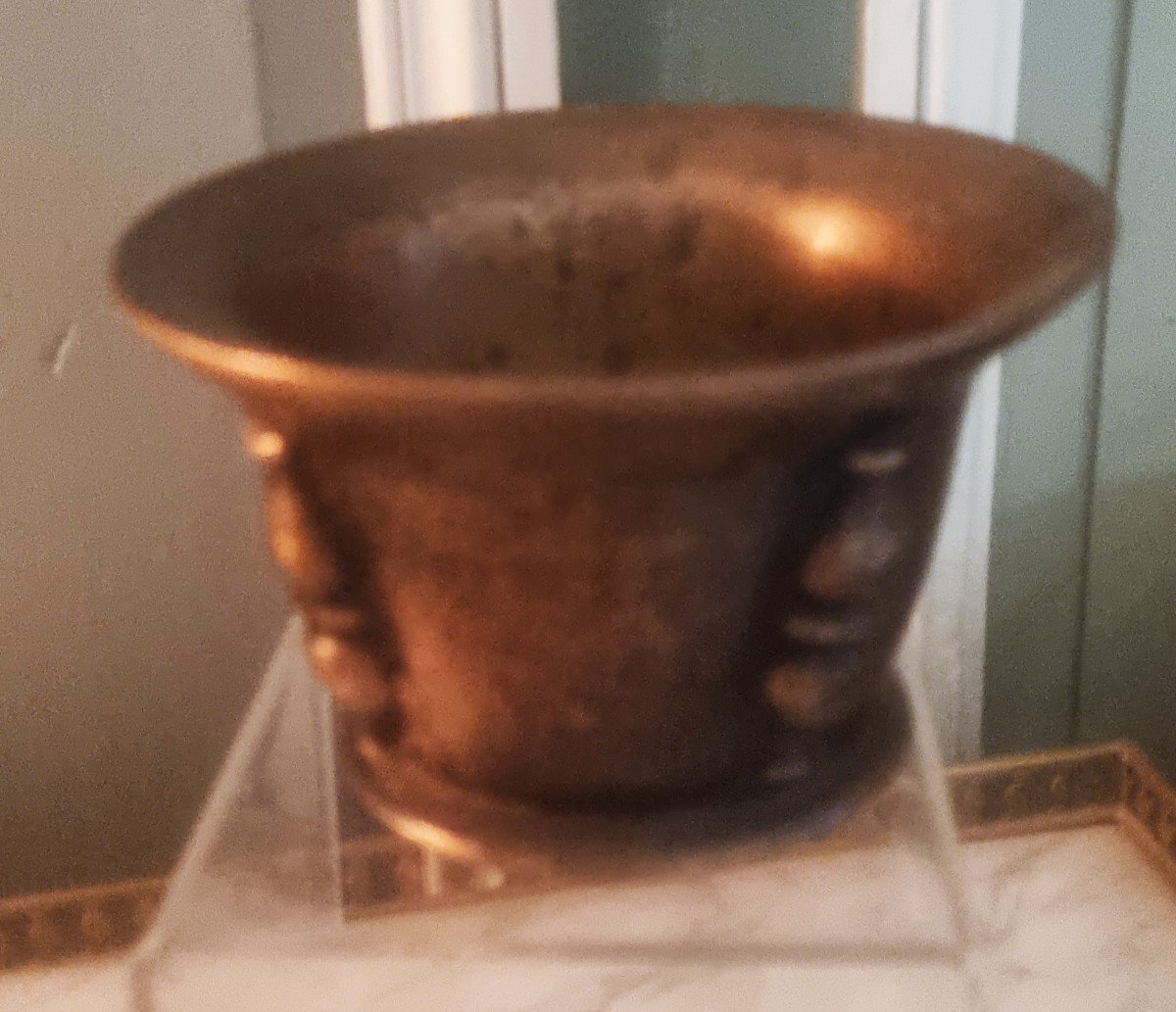 Bronze Mortar Decorated With Balusters 18th Century