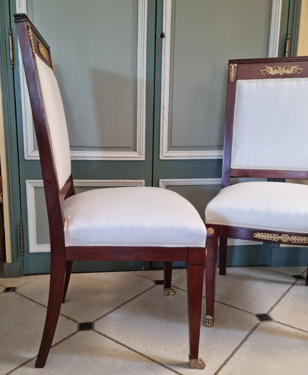 Pair Of Mahogany And Bronze Empire Style Chairs-photo-2