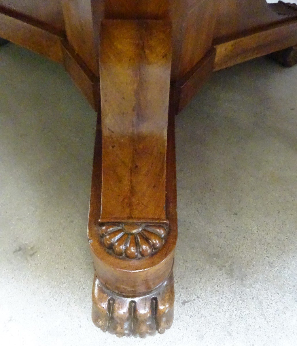 Restoration Period Pedestal Table In Walnut With Marble Top-photo-2