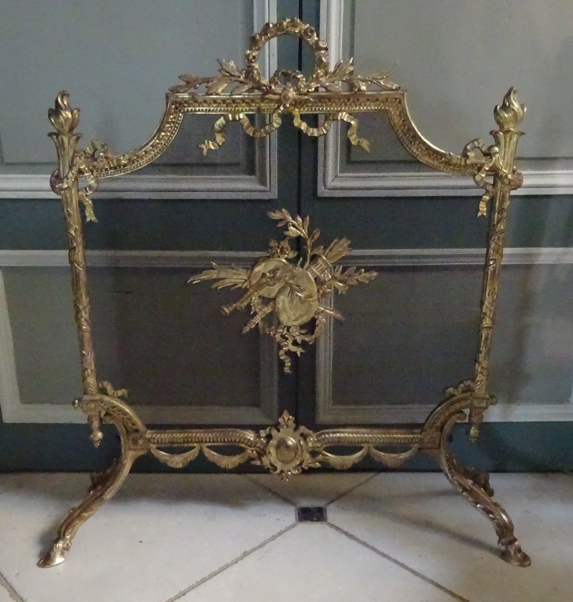 Pare-feu En Bronze Ciselé Et Doré De Style Louis XVI époque Fin XIXème