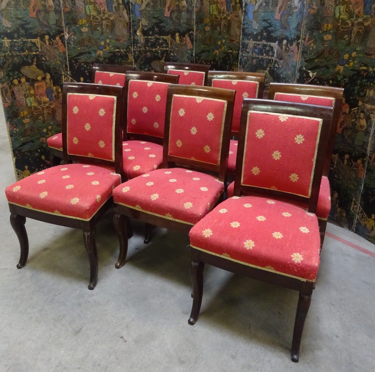 Suite Of Mahogany Chairs From The Restoration Period By Jeanselme.-photo-2