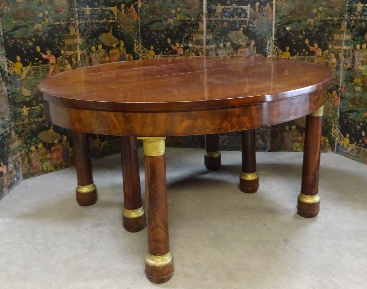 Large Oval Table With Empire Mahogany Dining Room Band-photo-4