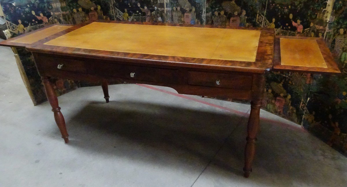 Large Mahogany Flat Desk From The Restoration Period-photo-3