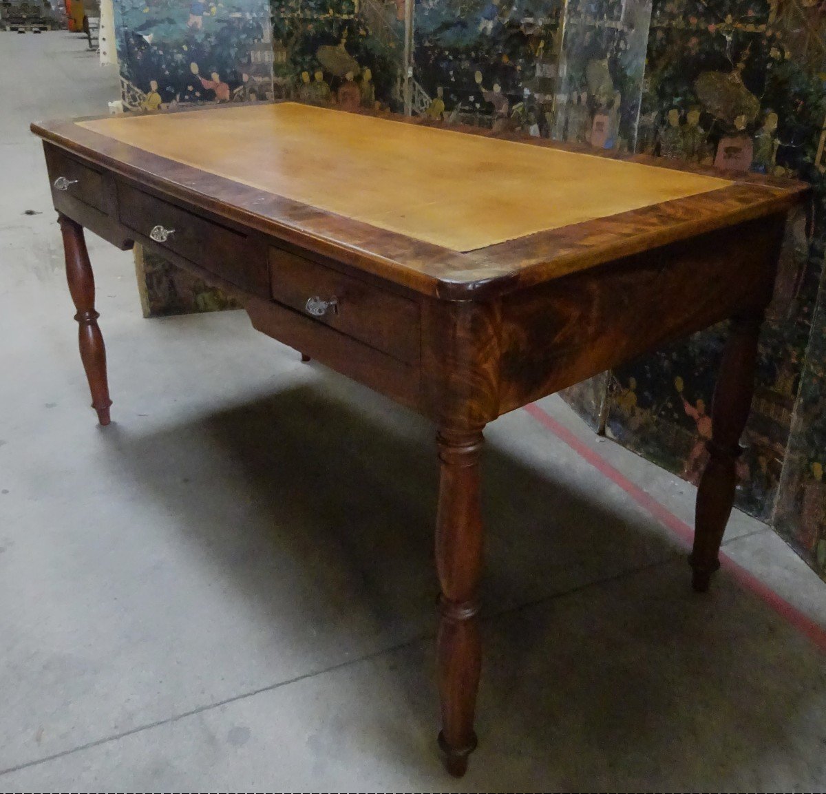 Large Mahogany Flat Desk From The Restoration Period-photo-1