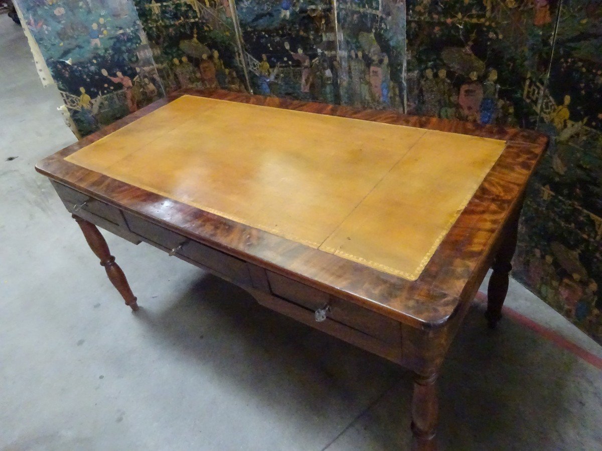 Large Mahogany Flat Desk From The Restoration Period-photo-3