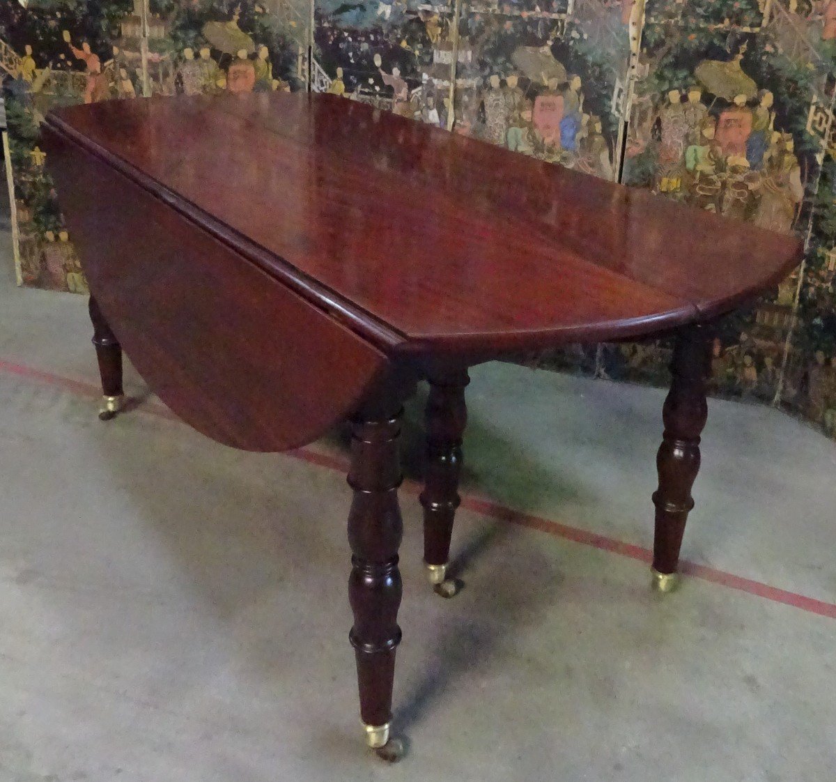 Large Oval Dining Table Solid Mahogany Empire Period-photo-3