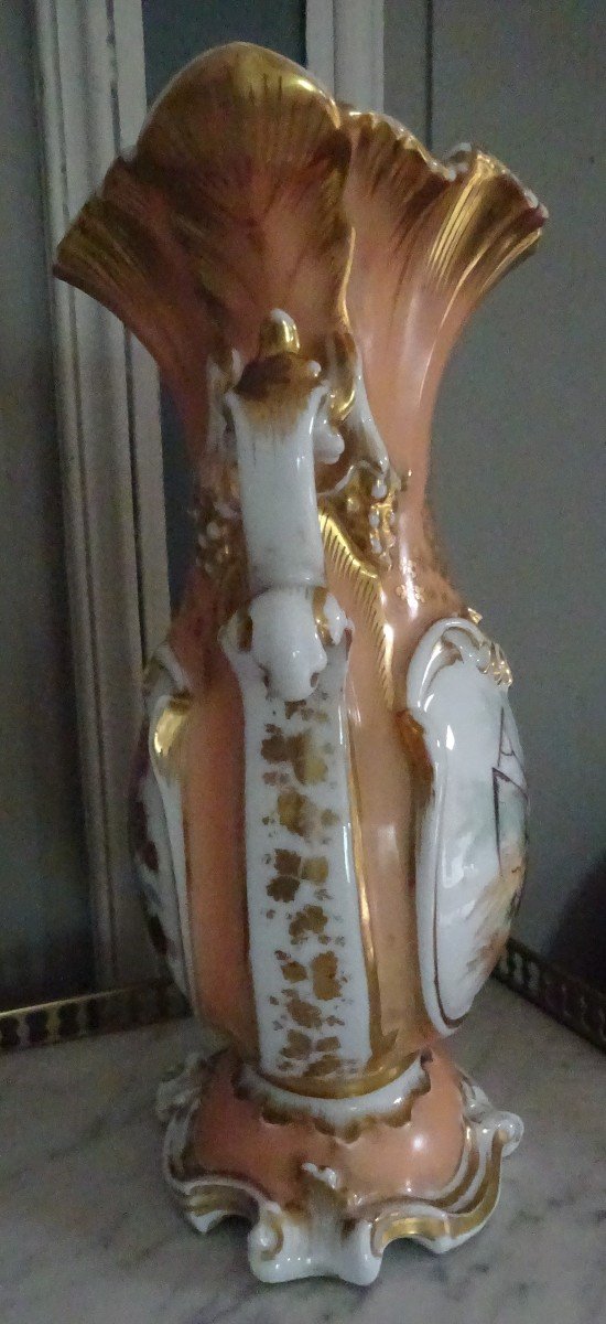 Vase Décoré d'époque Louis Philippe En Porcelaine De Paris-photo-3