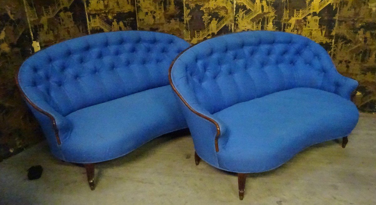 Pair Of Small Sofas From The Napoleon III Period-photo-1