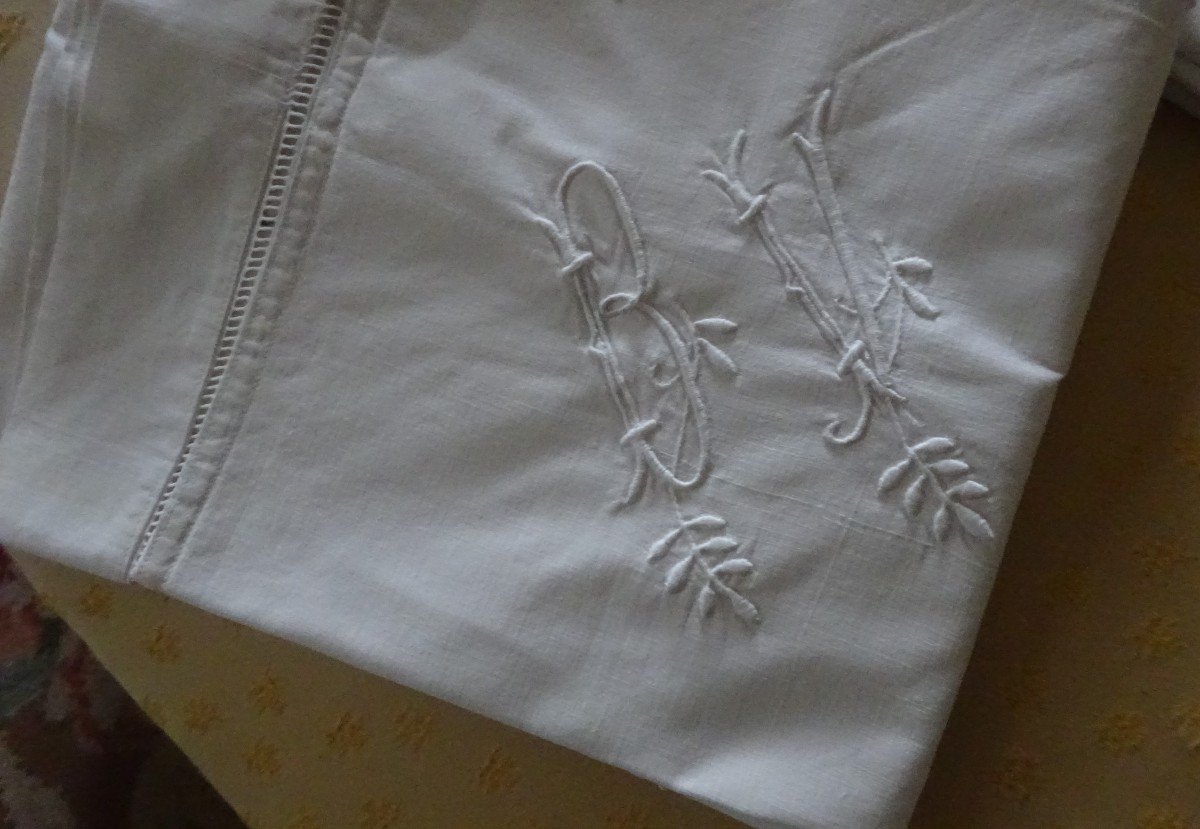 Two Pairs Of Pillowcases With Openwork Decor, They Are Numbered Bv End Of The 19th Century-photo-4