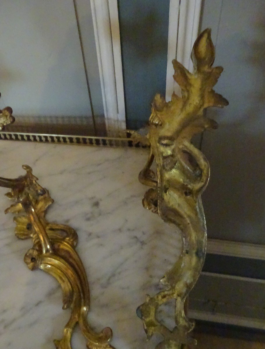 Pair Of Small Louis XV Gilt Bronze Wall Lights-photo-1