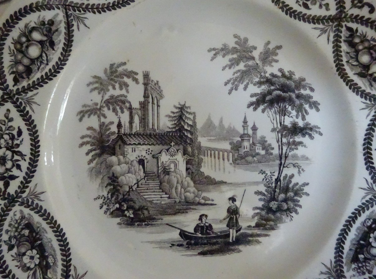 Suite De Six Assiettes à Dessert En Faience Fine De Bordeaux Milieu XIXème-photo-2