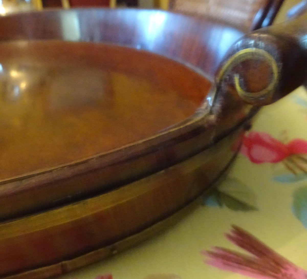 19th Century Oval Tray In Solid Mahogany-photo-2