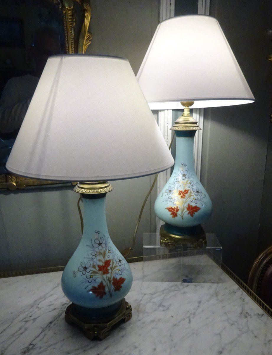 Pair Of Napoleon III Porcelain Lamps-photo-1